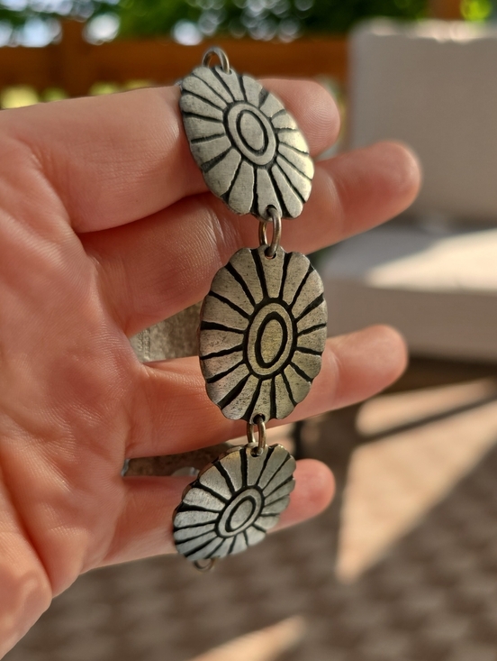 Alice Seely Jewelry - Vintage Alice Seely 2000 Signed Pewter Chevron Panel Link Bracelet Toggle Clasp